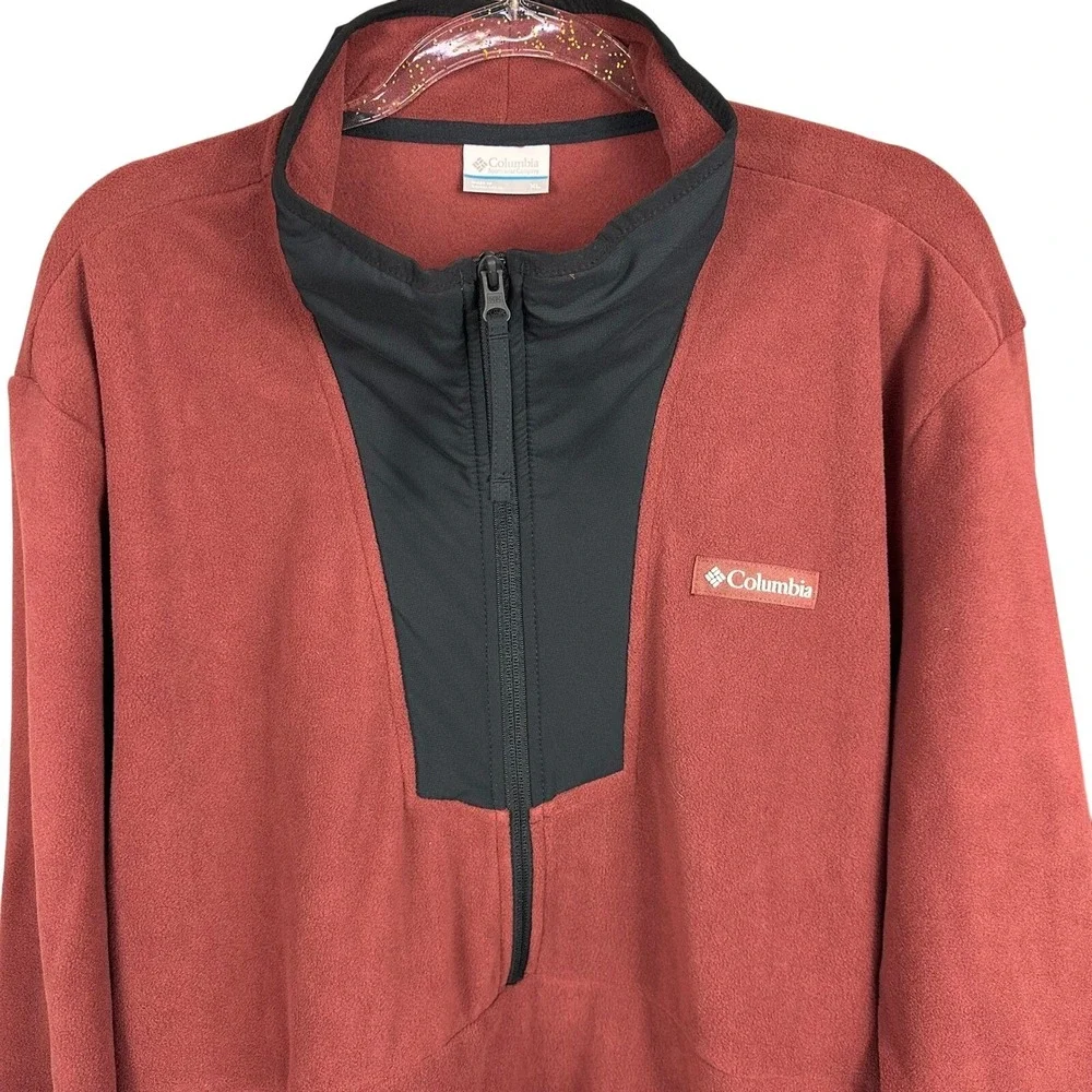 Columbia Fleece Pullover Men's XL Red Black Half Zip Outdoor Hiking‎ Gorpcore